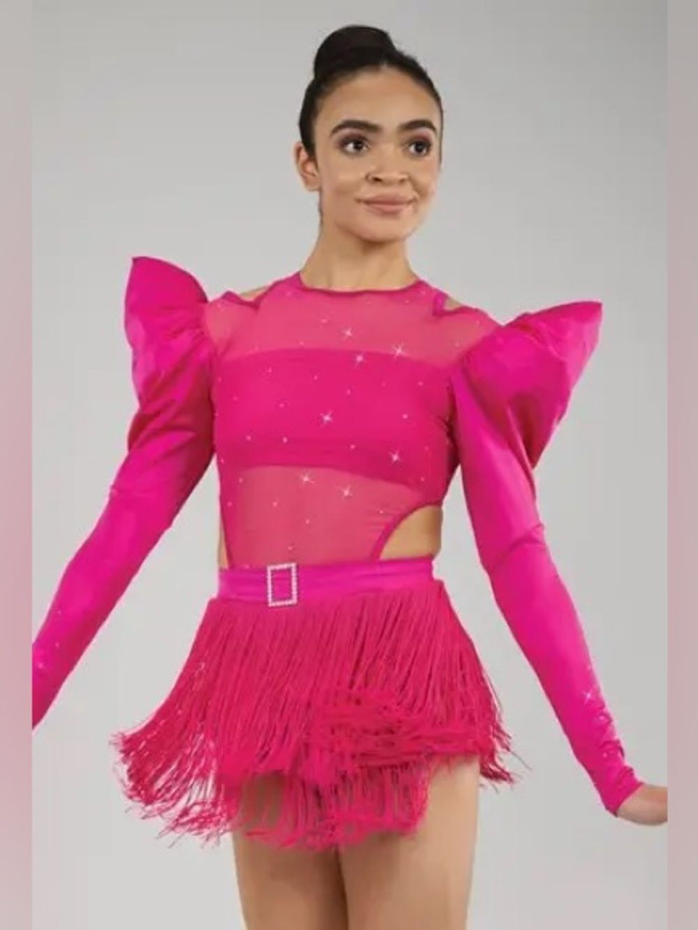 Weissman elite dance costume hot pink Rhinestone jazz Who Were You 16762 IC 7/8